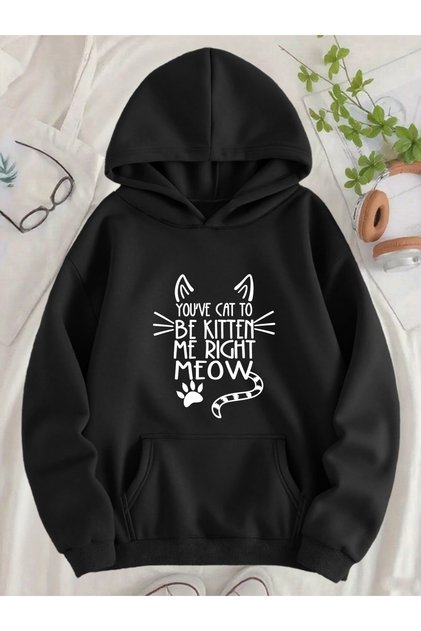 Unisex Printed Hooded Kangaroo Pocket Comfortable Fit Oversized Cut Sweatshirt