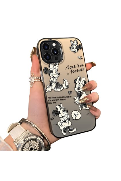iPhone 14 Pro Compatible Silicone Edge Hard Back Anti-Fall Case Mickey Mouse