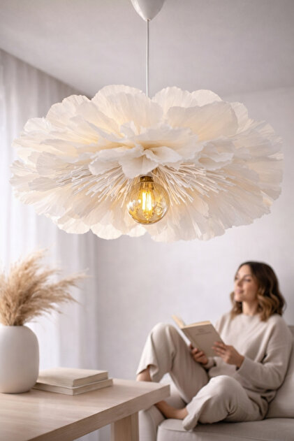 Bubihome Lumi Bloom Beyaz İtalyan Krapon Kağıdı El Yapımı Çiçek