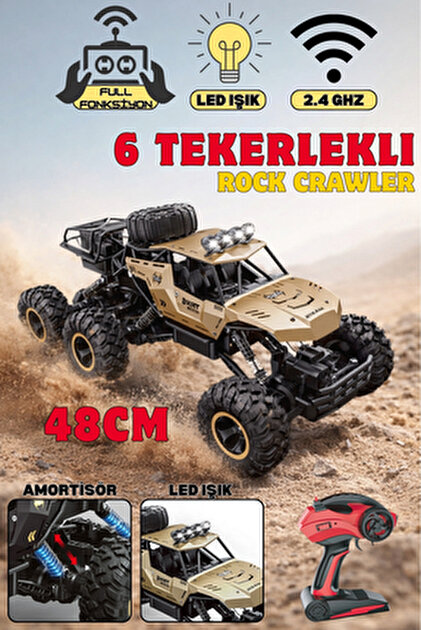 YILDIRIM OYUNCAK Uzaktan Kumandalı Şarjlı Işıklı 6 Teker Metal Dev