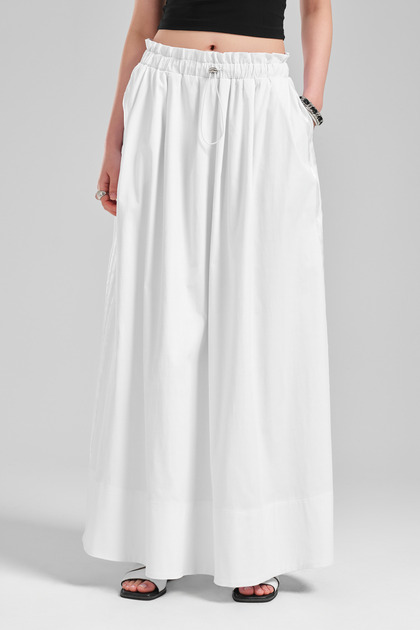 Women's Long Skirt with Side Stripes and Elastic Waist Design
