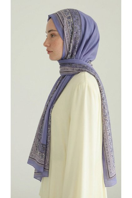 PETRA ETNİK DESENLİ COTTON ŞAL - LİLA