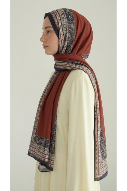 PETRA ETNİK DESENLİ COTTON ŞAL - BORDO