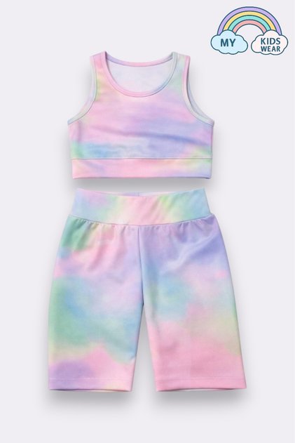 Girl's Multi-Purpose Tie-Dye Patterned Swimsuit & Sports Set 12434
