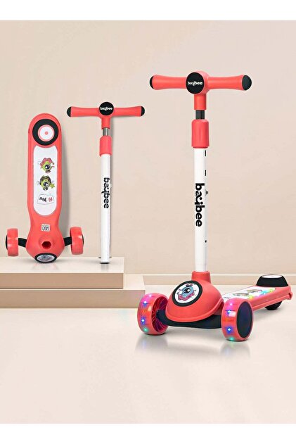 Sonic Skate Scooter for Kids, 3 Wheel Kids Scooter with 3 Height Adjustable Handle (Red)