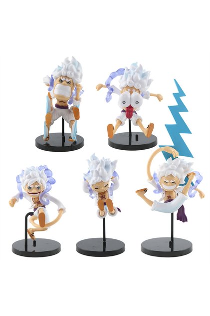 No Box 5Pcs/set One Piece Figure Toys Gear 5 Nika Luffy Sun God Q Version PVC Figurine Cartoo