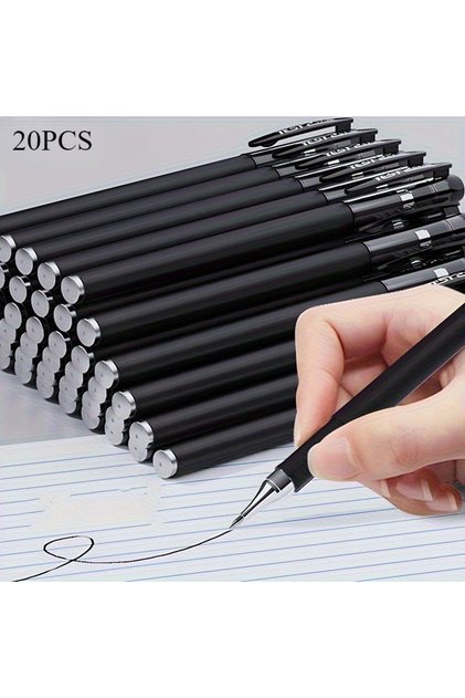 20pcs black 5/10/20pcs Quick-Drying Gel Pens, 0.5mm Fine Tip, Black Ink - Ideal for Office an