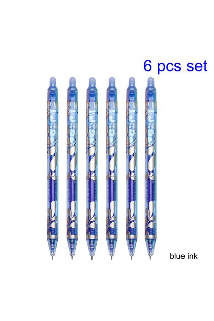 6pcs Blu 6pcs New 0.5mm Erasable Gel Pens Set 6colors Refill Rod Magic Ink Erasable Pen Washable Han