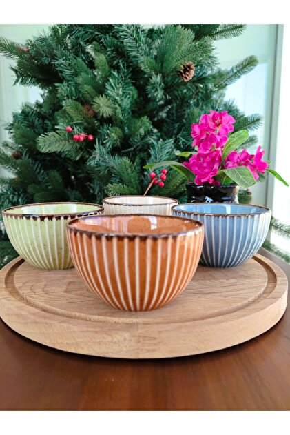 Kagekiyo　4点セット Madame Coco Kleby Renkli Orta Boy 4'lü Kase Seti - 90 ml - 10 x6