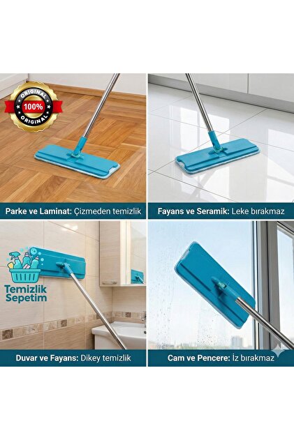 Motek Çift Hazneli Tablet Mop Temizlik Seti (+1 Yedek Mop