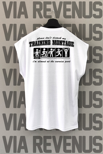 Training Montage Back Printed Zero Sleeve 100% Cotton Sports T-Shirt