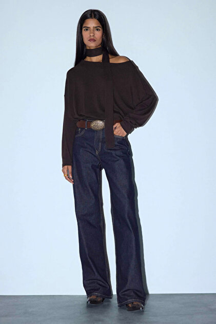 Defacto Straight Wide Fit Mavi Kadın Jean Pantolon D5123AX/NM82