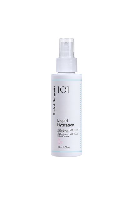 Loțiune tonică hidratantă pentru față Geek&Gorgeous Liquid Hydration cu 5% pantenol, NMF și alantoină, 110 ml