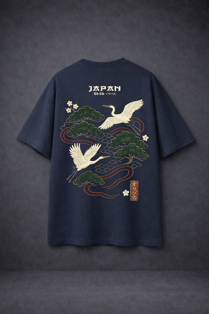 VEK Japan Baskılı Oversize Unisex Tişört – Japon Temalı %100 Pamuk