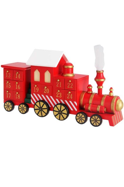 Decorațiune calendar de Advent, în formă de tren, multicoloră, 42 x 23 x 11 cm