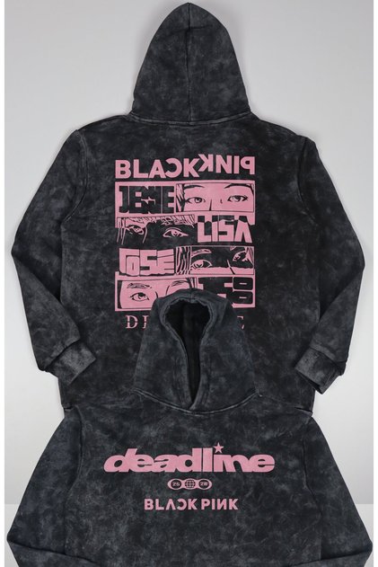 Unisex Oversized Kpop Deadline Blackpink Back Printed Hooded Washable Retro Sweatshirt