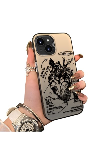 iPhone 13 Compatible Silicone Edge Hard Back Anti-Fall Case Creative Patterned