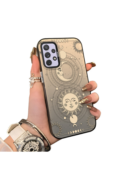 Samsung Galaxy A72 Compatible Silicone Edge Hard Back Anti-Fall Case Moon Patterned