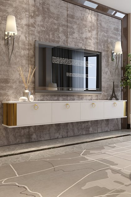 LUNE TV ÜNİTESİ Duvara Monte - Ayaklı Kullanım 240 cm