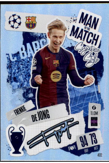 Match Attax 2024/2025 24/25 Frenkie De Jong Man of the Match Signature