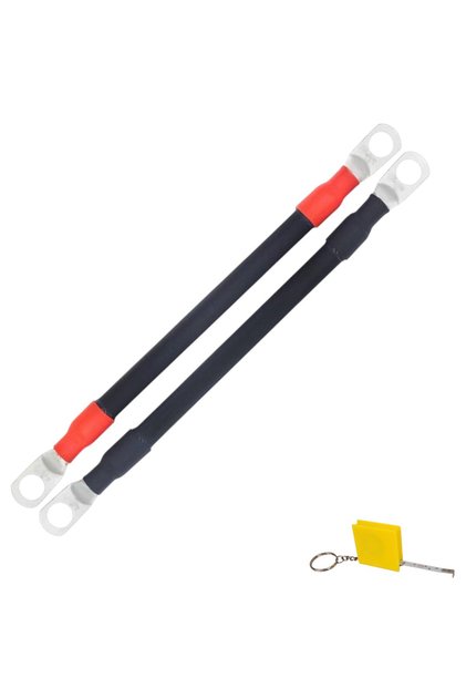 Cablu conectare baterie 35mm² Cupru,25cm X2,papuci M8 la capete,rulota,tractor,barca + ruleta 1metru