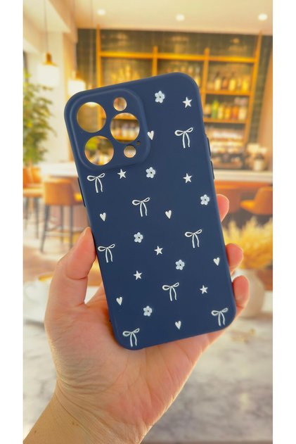 iPhone 13 Pro Max Compatible Mini Bow Patterned Silicone Shock-Absorbing Classic Protective Rubber Case