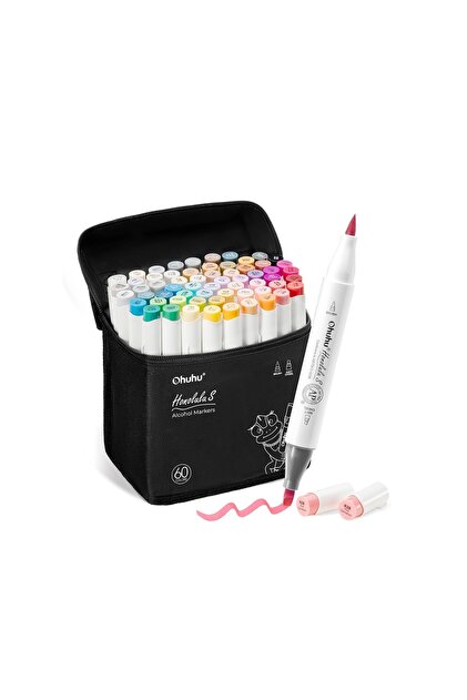 Honolulu S, Set 60 Markere, Baza Alcool, Dual Soft Tips Brush&Fine, Multicolor