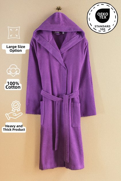 Gonca Premium 100% Hooded Bathrobe | High Water Absorbency And Luxury Comfort | Quick Drying