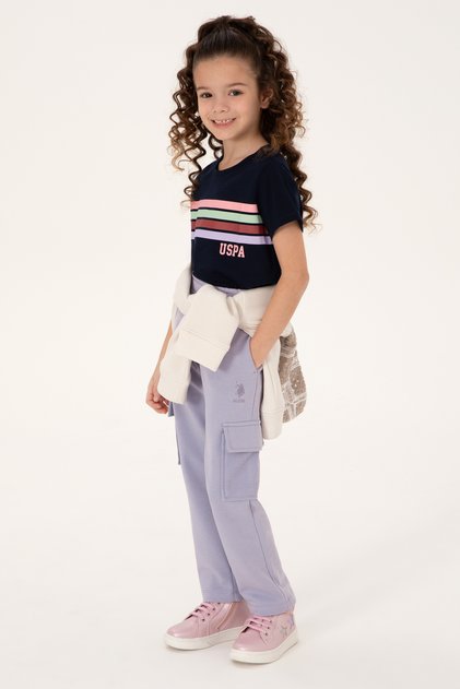 Pantaloni de sport cu buzunar liliac pentru fete 50297440-VR034
