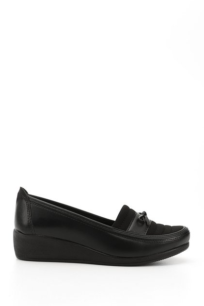 Women's Black Wedge Sole Bow Comfort Shoes