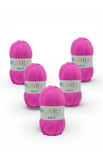 Crystal Hand Knitting Yarn 100% Acrylic 500Gr 5 Pcs (4144 Fuchia)