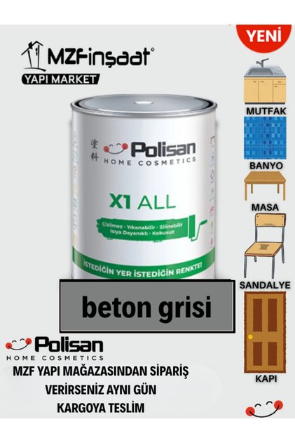 X1 All Yeni Nesil Dönüşüm Boyası Dolap-fayans-cam-plastik-ahşap-duvar Sınırsız Renk 0.75 lt