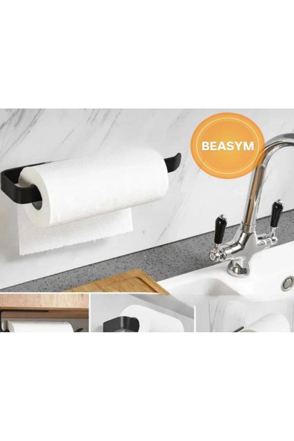 2 Pcs Stainless Steel Black, Paper Roll Holder, Napkin Holder, Adhesive, Bathroom Hanger 2 Pieces