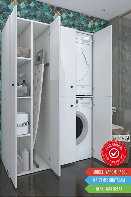 Kenzlife Çamaşır-Kurutma Makinesi Dolabı Kapaklı Yaromira Sol Byz
