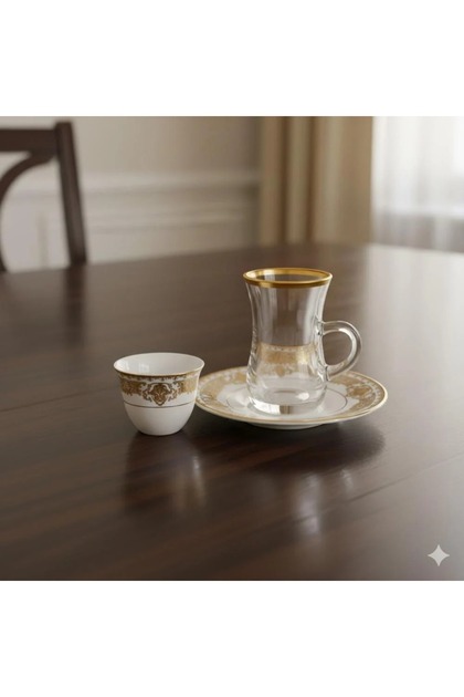 Tea set with Saudi coffee modern golden pattern
