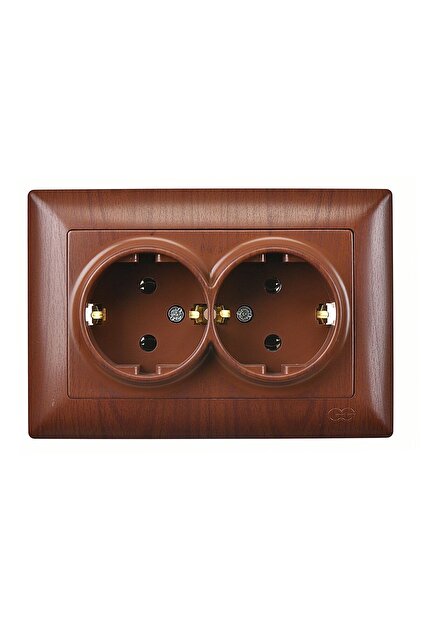 Visage Walnut Double Grounded Socket