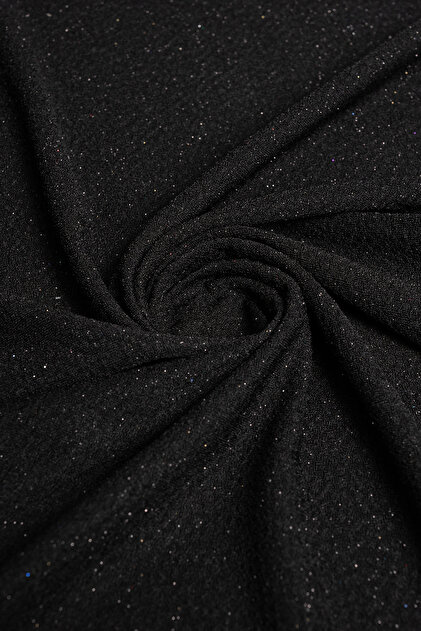 Fukuro Black Background and Black Glitter Knitted Evening Dress Fabric