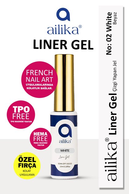 Liner Jel İnce Fırçalı Çizim Ojesi 10ml Renk: Beyaz