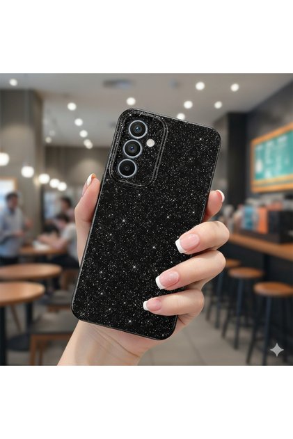 Samsung Galaxy S25 FE Kılıf Kamera Korumalı Simli Lüks Koton Kapak