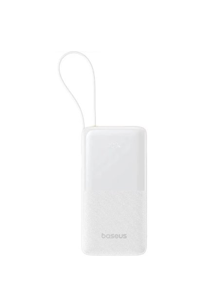 Външна батерия Bipow 2, 10000 mAh, 20W бързо зареждане, вграден USB-C кабел, бяла