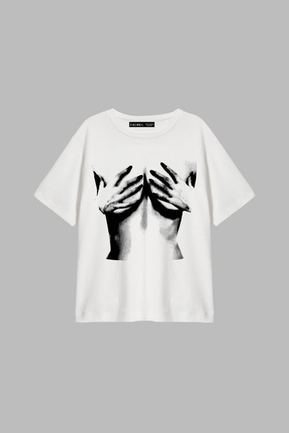 Noise Silhouette Printed Relaxed Fit Women's White T-shirt