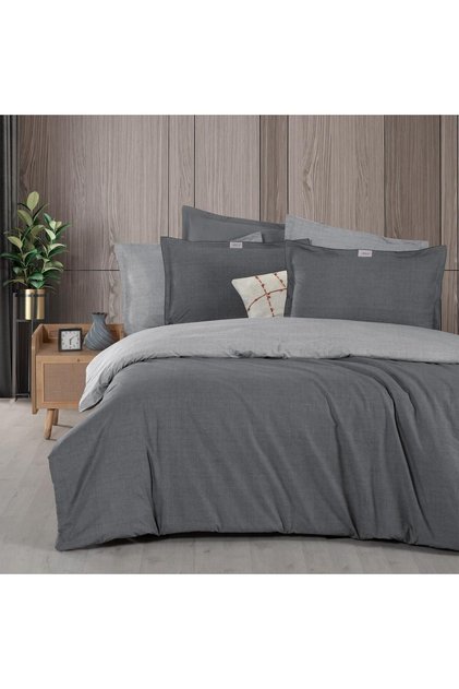 Solo Tone Double 100% Cotton Duvet Cover Set Gray
