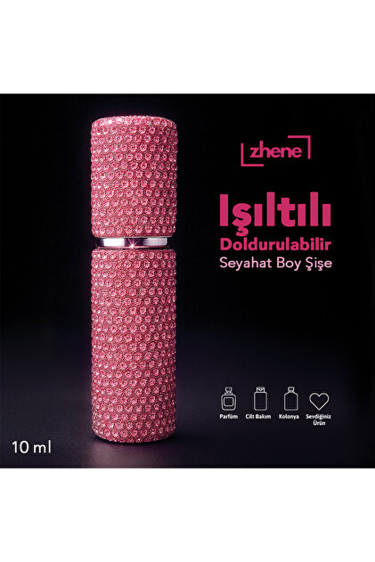 Işıltılı Seyahat Parfüm Şişesi 10 ml \ Taşınabilir \ Parfüm Dolum Aparatı Hediyeli \ Lila Renk