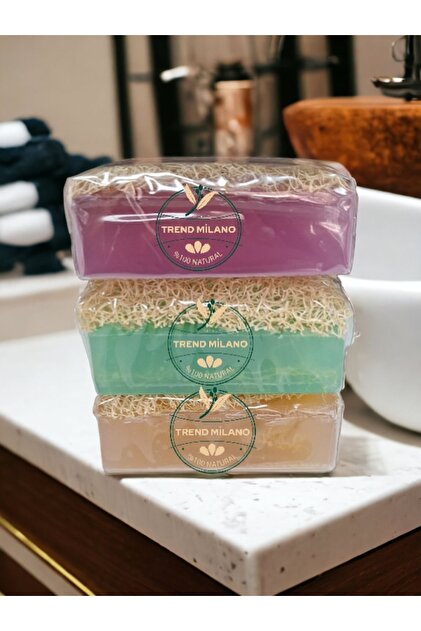 SUNaturals All in one soap 3本セット TrendMilano 3lü Set Doğal Kabak Lifli Sabun Aloe Vera - Lavanta