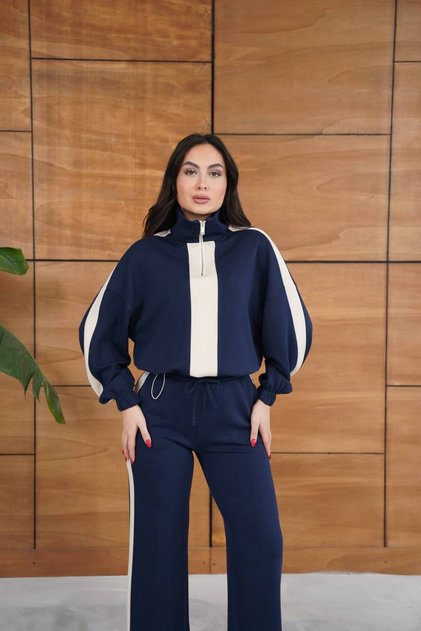 Sports Tracksuit Set Modal Fabric Striped Long Sleeve Set