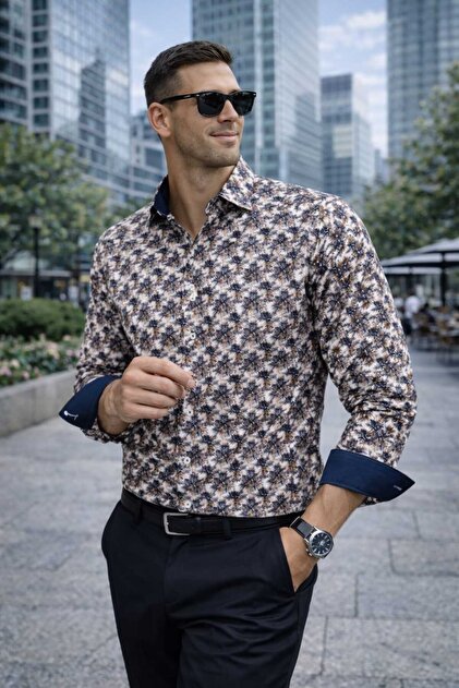 Monstera Leaf Detailed Long Sleeve Shirt