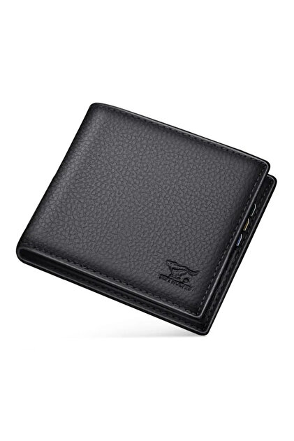 SEPTWOLVES Logo Genuine Leather Black Card Holder & Men's Wallet