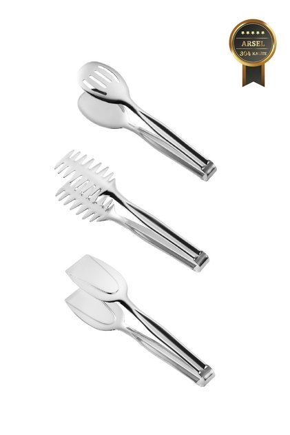 Pasta & Salad Tongs Stainless Steel 304 Quality Set of 3