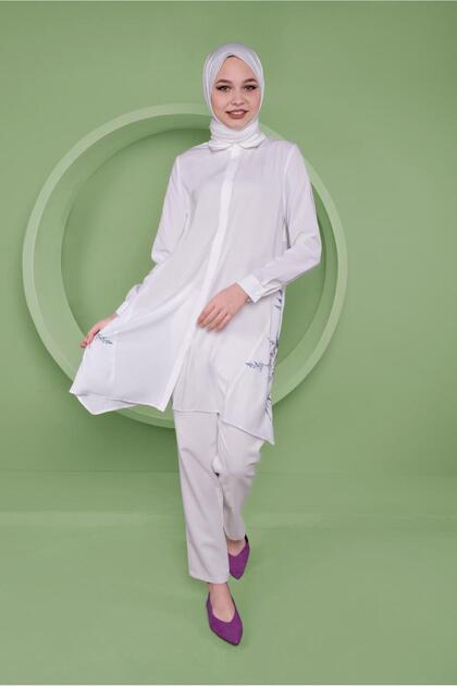 Asymetric Cut Flower Patterned Tunic 41349