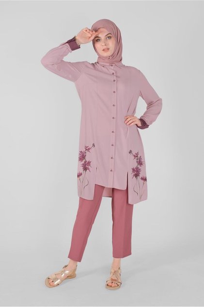زهرة مطبوعة غير متناظرة قطع تونك 41421